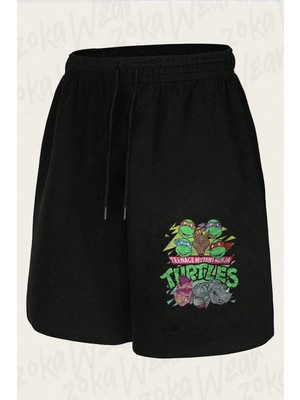 Zoka Wear Unisex Teenage Mutant Ninja Turtle Retro Tasarım Baskılı Şort