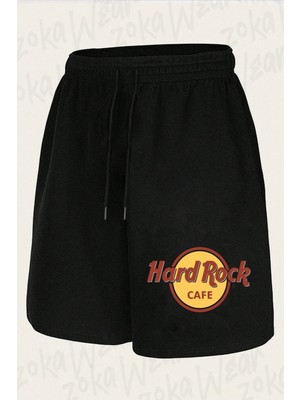 Zoka Wear Unisex Hard Rock Cafe Tasarım Baskılı Şort