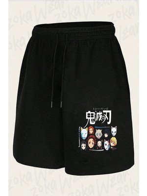 Zoka Wear Unisex Iblis Keser, Demon Slayer Tasarım Baskılı Şort