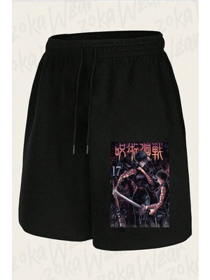 Zoka Wear Unisex Jujutsu Kaisen Maki Zenin2 Tasarım Baskılı Şort