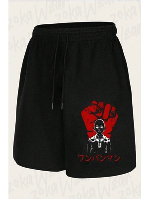 Zoka Wear Unisex One Punch Man Saitama (Yumruk) Tasarım Baskılı Şort