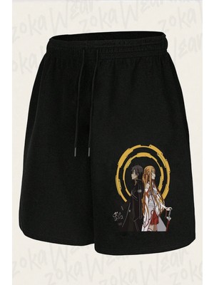 Zoka Wear Unisex Sword Art Online Kirito ve Asuna Tasarım Baskılı Şort