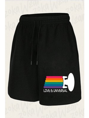 Zoka Wear Unisex The Next Generation Pride Love Is Universal Rainbow Ship Tasarım Baskılı Şort