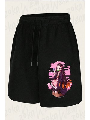 Zoka Wear Unisex Nezuko Kamado Demon Tasarım Baskılı Şort