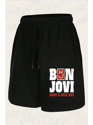 Zoka Wear Unisex Bon Jovi Have A Nice Day Tasarım Baskılı Şort