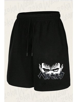 Zoka Wear Unisex Berserk Anime Guts Karakter Tasarım Baskılı Şort