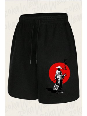 Zoka Wear Unisex Samuray Temalı Tasarım Baskılı Şort