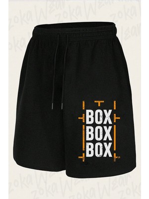 Zoka Wear Unisex Box Box Box Formula 1 Racing Tasarım Baskılı Şort