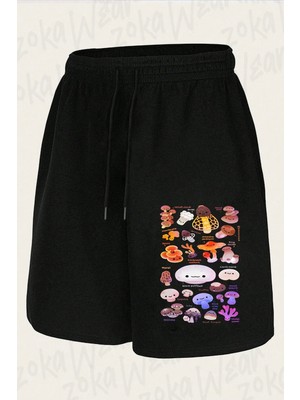 Zoka Wear Unisex Mushroom Name Tasarım Baskılı Şort