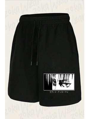 Zoka Wear Unisex Levi Eyes Attack On Titan Tasarım Baskılı Şort