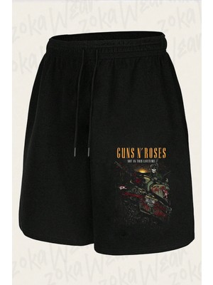Zoka Wear Unisex Guns N Roses V45 Tasarım Baskılı Şort