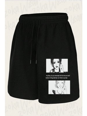 Zoka Wear Unisex Black Stones Nana Özel Tasarım Baskılı Şort