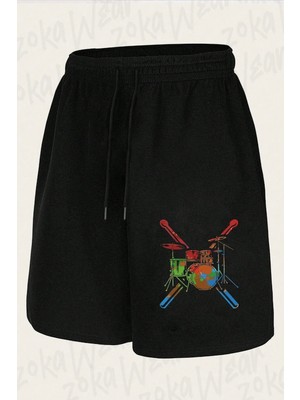 Zoka Wear Unisex Bateri Tasarım Baskılı Şort