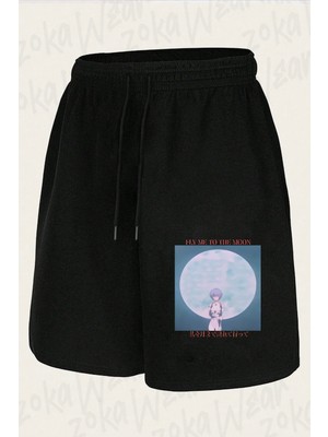 Zoka Wear Unisex Fly Me To The Moon Tasarım Baskılı Şort