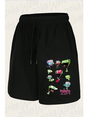 Zoka Wear Unisex Invader Zim V8 Tasarım Baskılı Şort