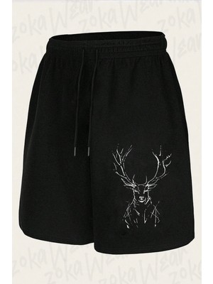 Zoka Wear Unisex Neon Deer Geyik Tasarım Baskılı Şort