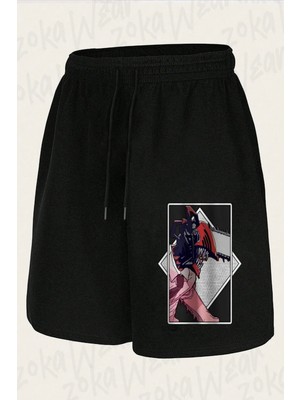 Zoka Wear Unisex Chainsaw Man Denji Özel Tasarım Baskılı Şort