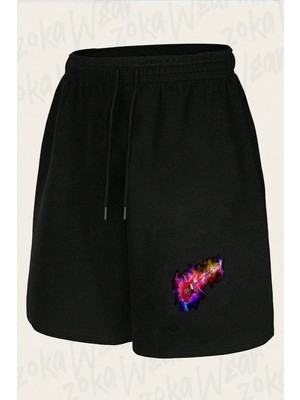 Zoka Wear Unisex Elektro Gitar V6 Tasarım Baskılı Şort