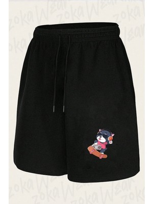 Zoka Wear Unisex Kaykaycı Tatlış Köpek Tasarım Baskılı Şort