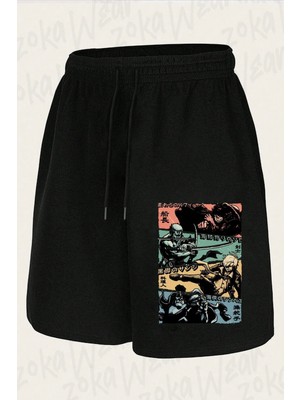 Zoka Wear Unisex One Piece Hasır Şapka Korsanlar Tasarım Baskılı Şort
