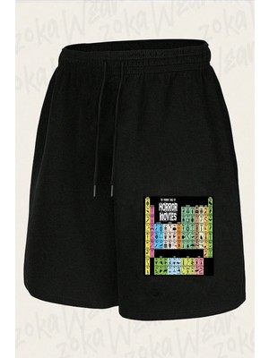 Zoka Wear Unisex Periodic Table Of Horror Movies Tasarım Baskılı Şort