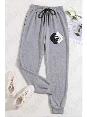 Zoka Wear Unisex Ying Yang Köpek Kaniş Baskılı Eşofman Altı