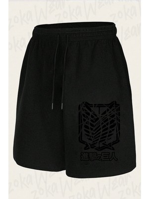 Zoka Wear Unisex Aot Manga Tasarım Baskılı Şort