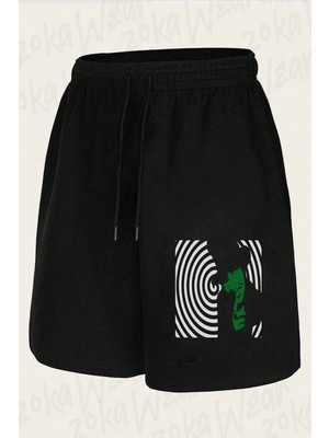 Zoka Wear Unisex Spiral Marilyn Manson Tasarım Baskılı Şort