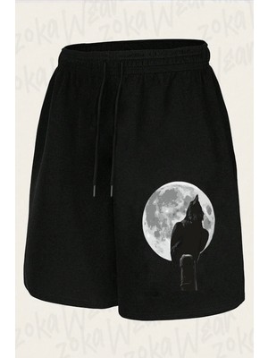 Zoka Wear Unisex Karga Ay Tasarım Baskılı Şort