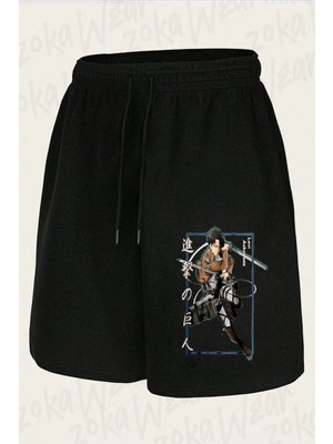Zoka Wear Unisex Aot Levi Ackerman Tasarım Baskılı Şort