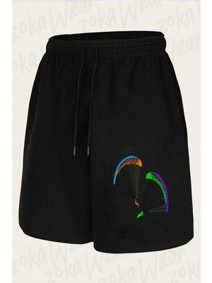 Zoka Wear Unisex Yamaç Paraşütü Tasarım Baskılı Şort
