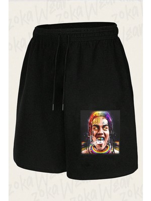 Zoka Wear Unisex 6IX9INE Poster Tasarım Baskılı Şort