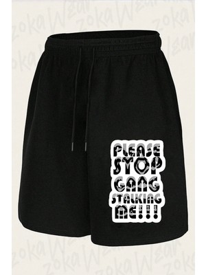 Zoka Wear Unisex Anti Gangstalking Tasarım Baskılı Şort