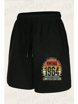 Zoka Wear Unisex Vintage Limited Edition 1964 Tasarım Baskılı Şort