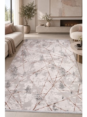 Ally Carpet Riola Naxos Krem Kahve Salon Oturma Odası Koridor Halısı Robot Süpürge Uyumlu Özel Ölçü Kolay Temizl