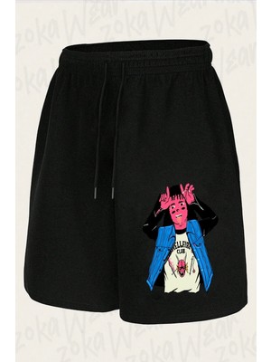 Zoka Wear Unisex Eddie Munson Hellfire Club Tasarım Baskılı Şort