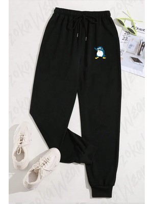 Zoka Wear Unisex Dans Yapan Eğlenceli Penguen Baskılı Eşofman Altı