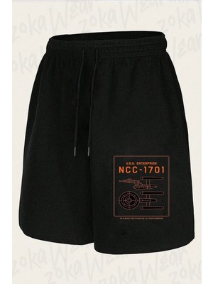 Zoka Wear Unisex Star Trek Uss Enterprise Ncc 1701 Schematic Tasarım Baskılı Şort
