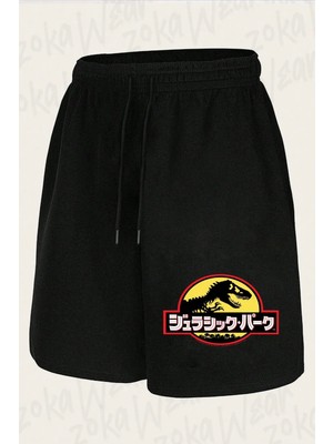Zoka Wear Unisex Jurassic Park Vintage Tasarım Baskılı Şort