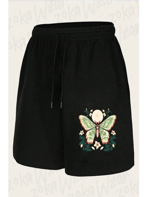Zoka Wear Unisex Chinese Moon Moth Animal Tasarım Baskılı Şort