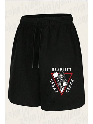 Zoka Wear Unisex Squat Bench Deadlift Grim Reaper Tasarım Baskılı Şort