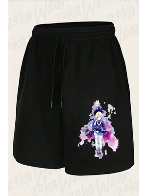 Zoka Wear Unisex Genshin Impact Qiqi Tasarım Baskılı Şort