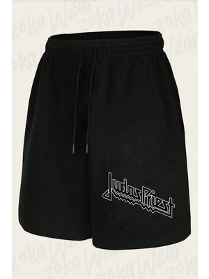 Zoka Wear Unisex Logo Judas Priest Tasarım Baskılı Şort