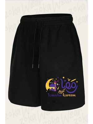 Zoka Wear Unisex Ramadan Mubarak Kareem Tasarım Baskılı Şort
