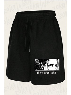 Zoka Wear Unisex Eren Yeager Flowers Attack On Titan Tasarım Baskılı Şort