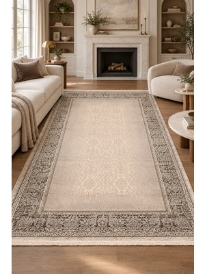 Ally Carpet Rukay Ornata Geleneksel Motifli Robot Süpürge Uyumlu Kolay Temizlenebilir Oturma Odası Salon Halısı