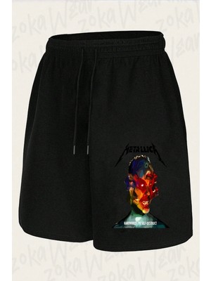 Zoka Wear Unisex Metallica Hardwired Tasarım Baskılı Şort