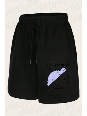Zoka Wear Unisex Hippotenuse Math Pun Tasarım Baskılı Şort