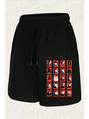 Zoka Wear Unisex Elektro Gitar V2 Tasarım Baskılı Şort
