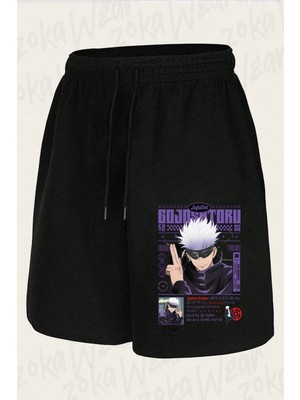 Zoka Wear Unisex Jujutsu Kaisen Gojo Satoru V12 Tasarım Baskılı Şort
